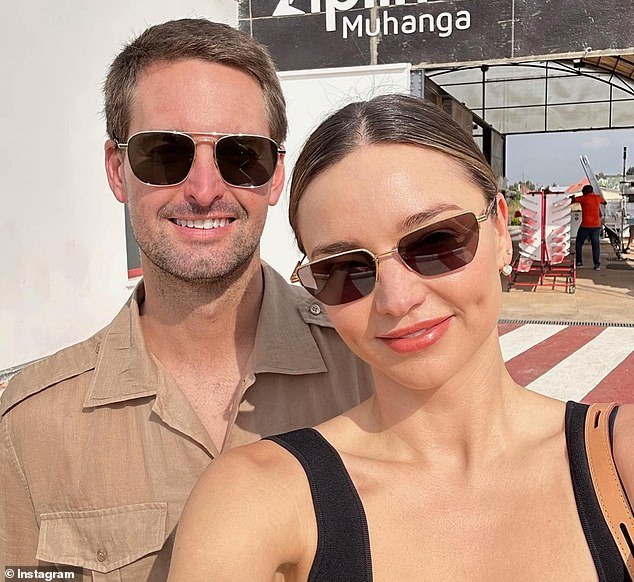 Baby Pierre is Miranda's third child with her husband, Snapchat founder Evan Spiegel (seen together);  she also shares a 13-year-old son with her former husband Orlando Bloom