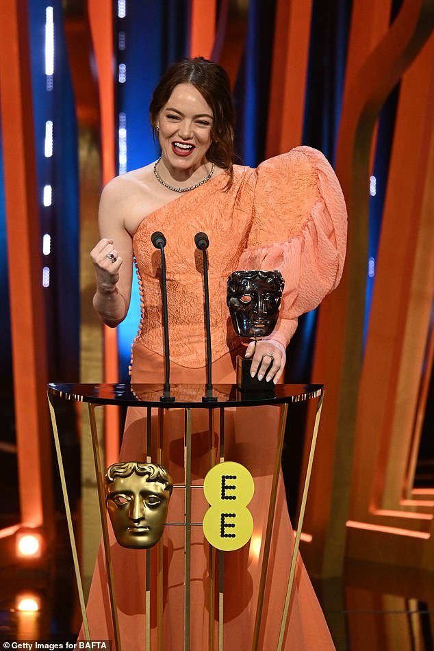 Emma Stone paid tribute to her mother as she collected her BAFTA in London on Sunday evening