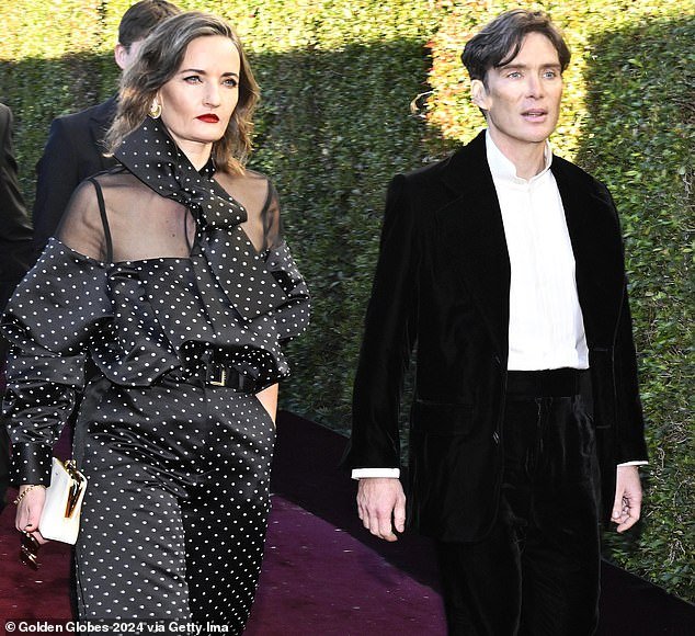 Pictured: Cillian Murphy and Yvonne McGuiness seen arriving at the Golden Globes last month, where the A-Lister won Best Actor
