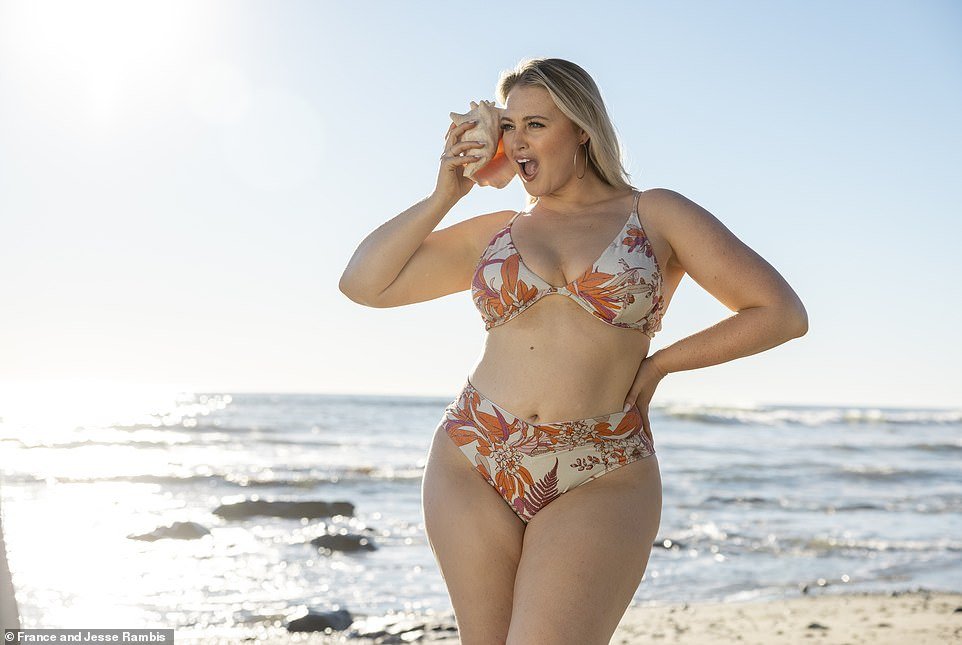 Iskra Lawrence has posed in swimwear for her new Cupshe launch.  The 33-year-old spoke to DailyMail.com about how she keeps a positive attitude
