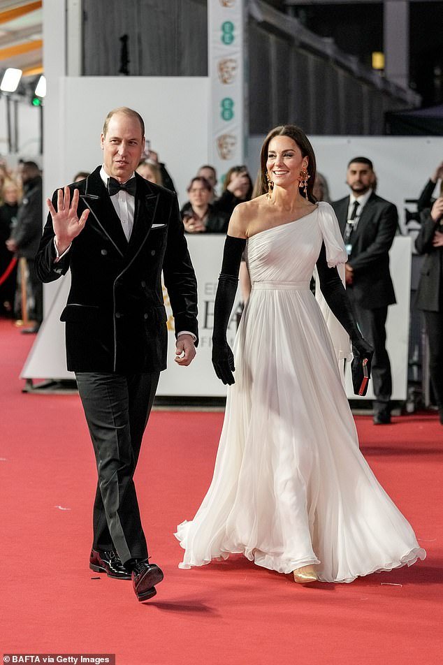 The prince apologized for his wife's absence while she was recovering from abdominal surgery.  Pictured: Prince William and Kate Middleton pictured at the 2023 BAFTA Awards