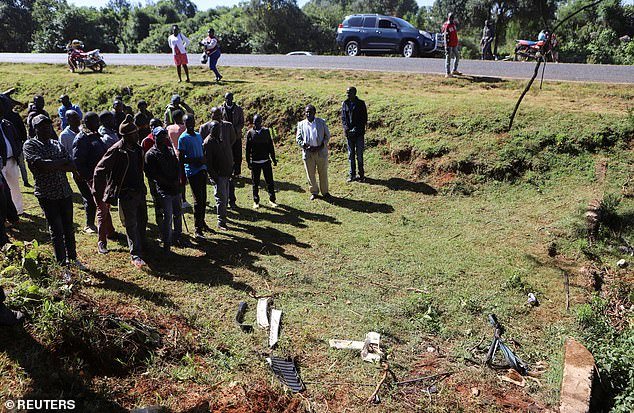 Mourners gathered at the scene of the car crash that killed marathon star Kelvin Kiptum