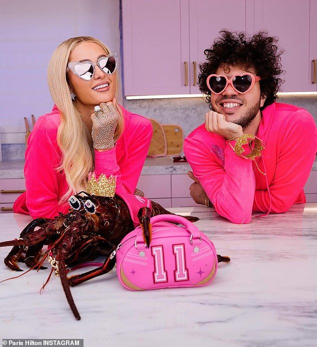 Selena Gomez's boyfriend Benny Blanco and Paris Hilton have been criticized for a 'sick' Instagram post in which they dressed up a dying lobster alive