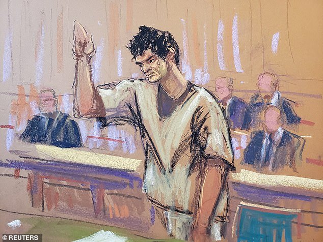 Bankman-Fried, the jailed founder of bankrupt cryptocurrency exchange FTX, is sworn in as he appears in court for the first time since his November fraud conviction at a New York courthouse in this sketch