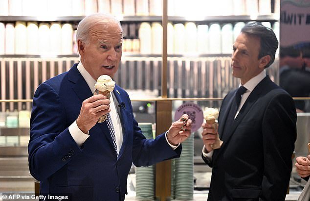 President Joe Biden discussed talks for a temporary ceasefire Monday while having ice cream with 