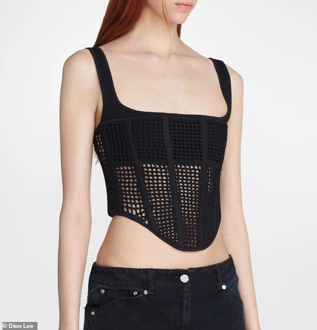 Dion Lee's sleeveless corset-style crochet top features integrated monowire and a sweetheart neckline that complements your natural figure