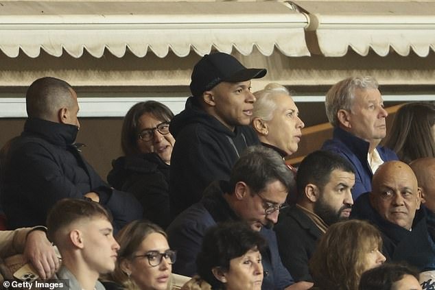The Frenchman watched the second half of PSG's draw against Monaco from the stands