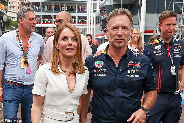 Red Bull launched the investigation into Horner, pictured next to Halliwell in Monaco, on February 5