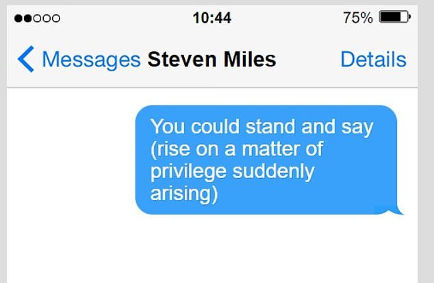 Mr Miles denied sending a text message to Labor MP Ali King last October, but an alleged photo of the message later emerged.  The text of the alleged message is shown