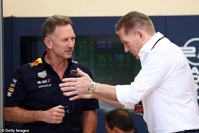 Jos Verstappen (right) claims Red Bull will 'explode' if Christian Horner stays with the team