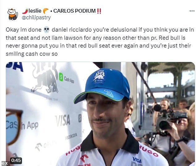 Another felt Ricciardo was 'delusional' and nothing more than a 'smiling cash cow for Red Bull'