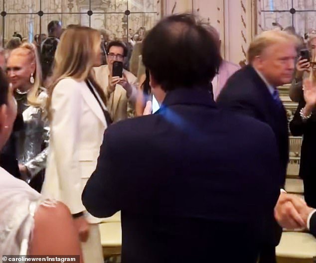 Those in attendance took out their phones to take a photo of the couple.  Trump could be seen shaking hands with supporters