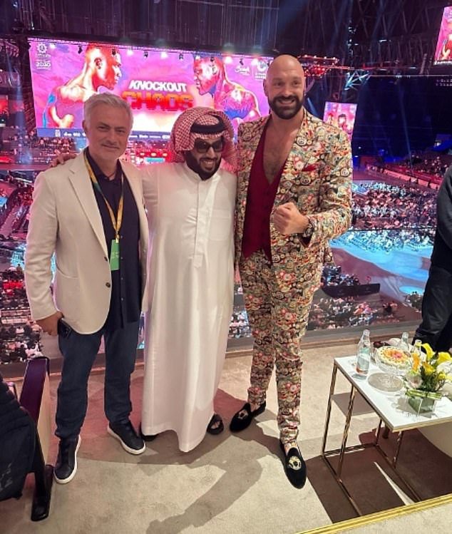 The Portuguese boss also met Tyson Fury (right) as he took Anthony Joshua's thumping of Francis Ngannou