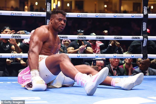 Ngannou was knocked to the canvas three times in two rounds before the fight was called off