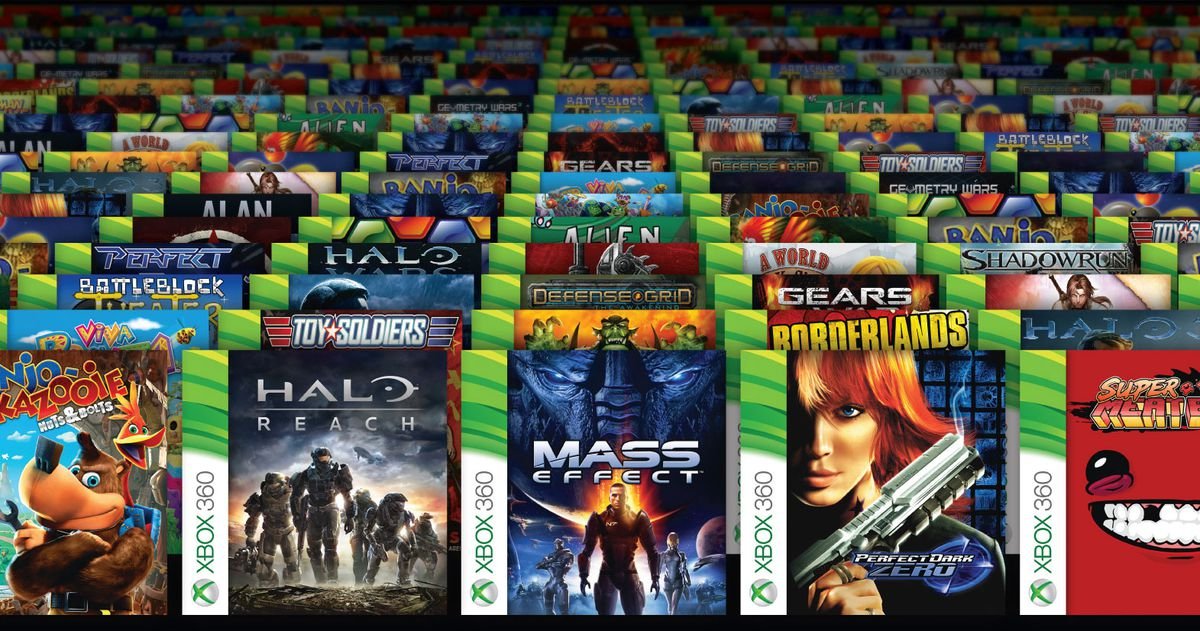 An image showing the covers of many Xbox 360 games in the distance