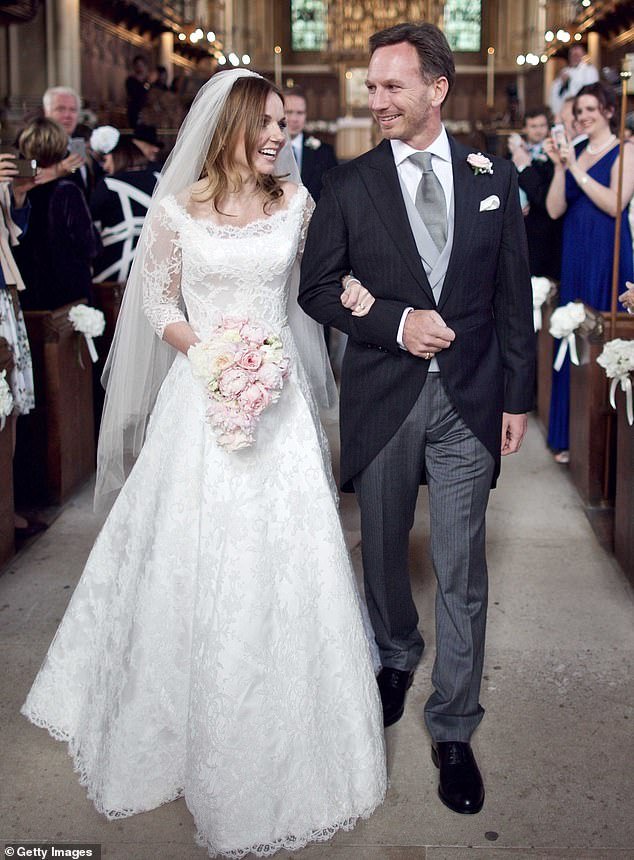 Halliwell and Horner on their wedding day in Woburn on May 15, 2015