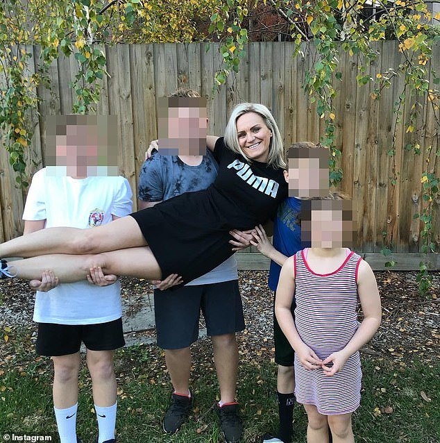 Stacey Hilliar is pictured with her four children.  They are based in Melbourne