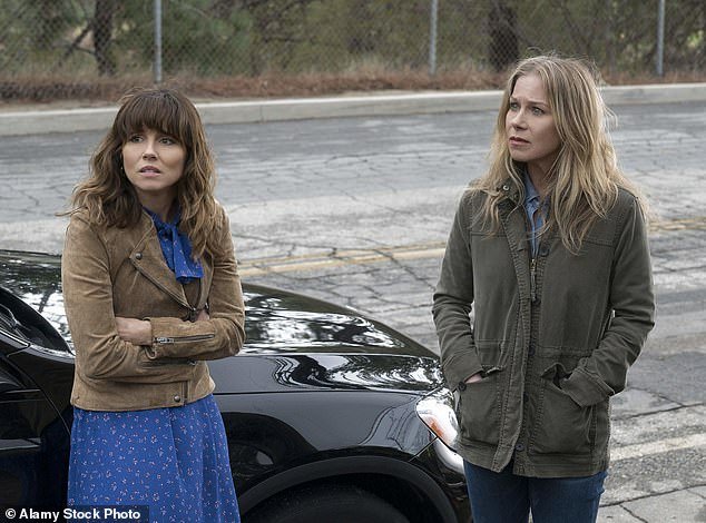 Christina revealed she has probably had MS for six or seven years as her leg allegedly 'gave way' while filming season one of Dead To Me with Linda Cardellini (left)