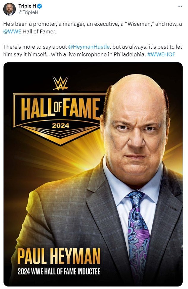 Current WWE star Paul Heyman was the first person to reveal who would be inducted this year