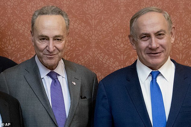 Schumer was pictured with Netanyahu in 2017.  He said in his speech: 