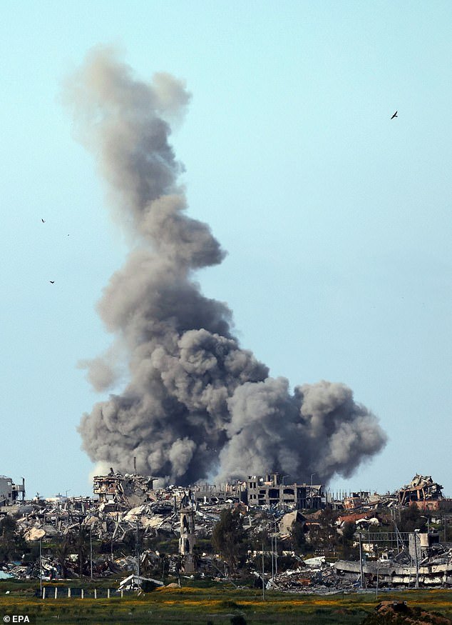 Clouds of smoke form the northern part of the Gaza Strip as a result of an Israeli airstrike