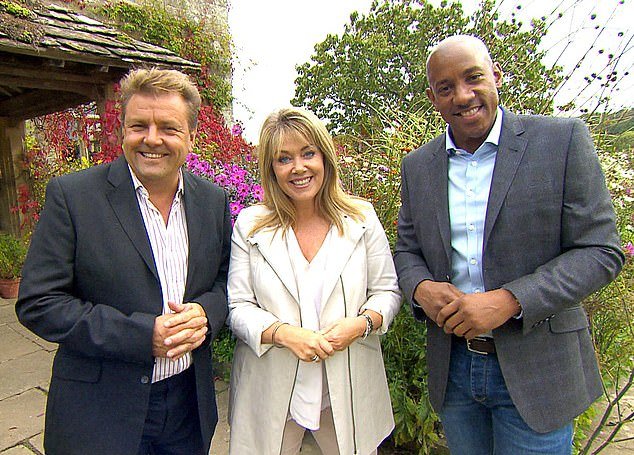 After making a cameo to mark the 20th anniversary of the property fair, Lucy said she would 'never say never' to make a comeback (left to right: Martin Roberts, Lucy Alexander, Dion Dublin)