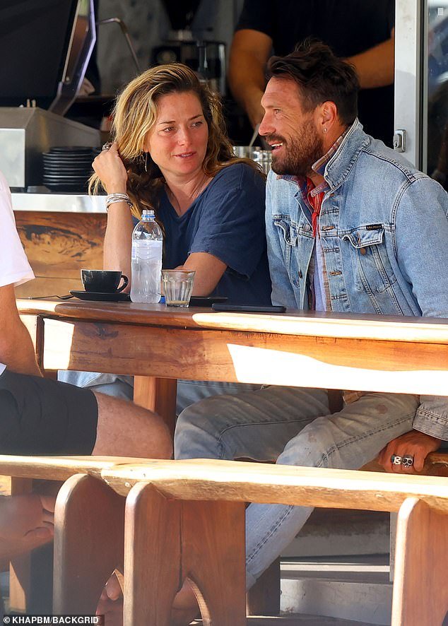Tim Tregoning quietly split from Greaves in 2022, with the couple saying the split was amicable (he is pictured with a friend in Avalon on Friday)