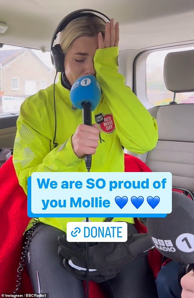 Mollie burst into tears just before completing her marathon attempt and learning how much she had raised