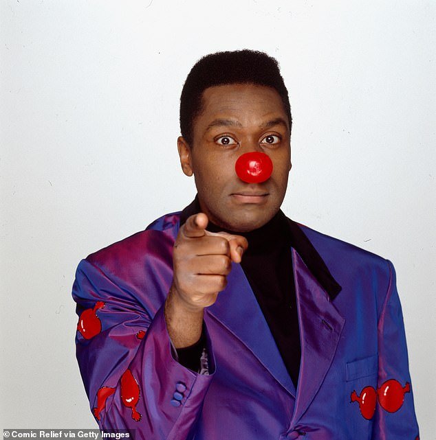Earlier in the show, Sir Lenny broke down in tears again as he reflected on his 39 years as host of the annual fundraiser (Sir Lenny pictured hosting Comic Relief in 1991)