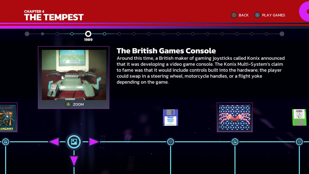 The interactive timeline in Llamasoft: The Jeff Minter Story shows an article about “The British Games Console”