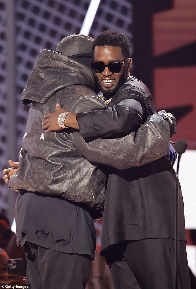 But then Kanye released his infamous White Lives Matter t-shirts and that's where Diddy drew the line, pictured at the 2022 BET Awards where Ye presented Diddy with the Lifetime Achievement Award