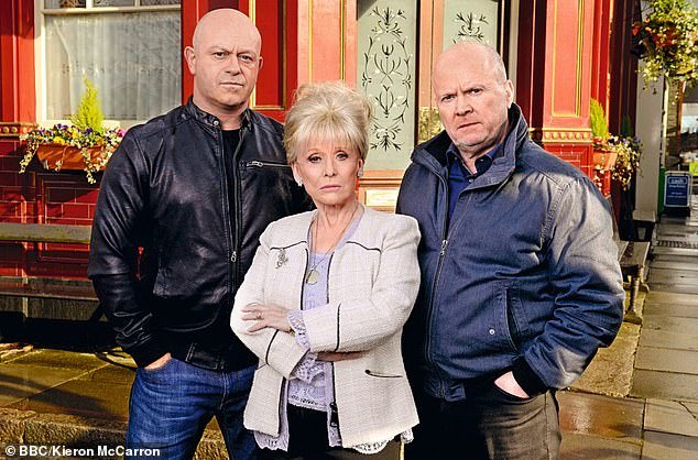 Ross is known for his iconic role as tough guy Grant Mitchell on the Eastenders (pictured with Barbara and Steve McFadden in May 2016)