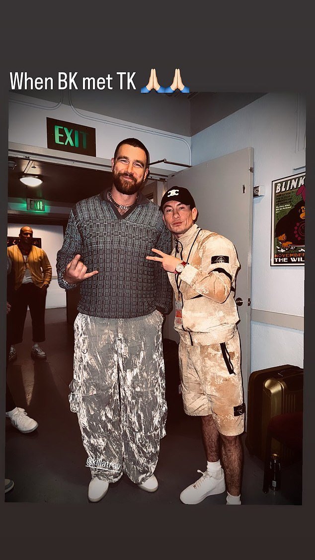 Kelce and Saltburn star Barry Keoghan were pictured together at Justin Timberlake's LA show