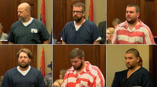 The officers charged in connection with the assault of Michael Corey Jenkins and Eddie Terrell Parker were (Top L-R) Brett McAlpin, Jeffrey Middleton and Christian Dedmon.  (Below L-R) Hunter Elward, Daniel Opdyke, Joshua Hartfield