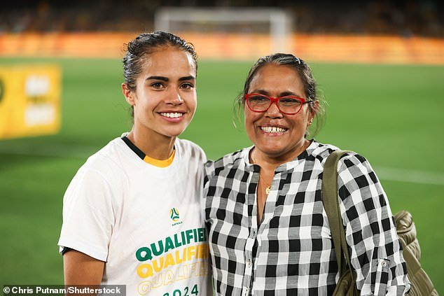 Freeman made a surprise appearance on the pitch with Matildas star Mary Fowler after inspiring the team to their recent 10-0 win over Uzbekistan in Melbourne