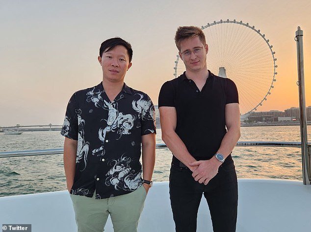 Su Zhu (left) was wanted by officials in Singapore, the Virgin Islands and the US after failing to cooperate with administrators.  Zhu was arrested last year and served three months behind bars, and Davies is still on the run