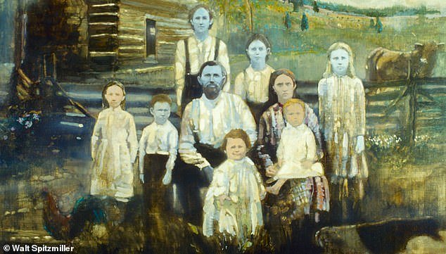 A portrait of the 'blue' Fugate family, depicted by artist Walt Spitzmiller for a 1982 edition of Science magazine