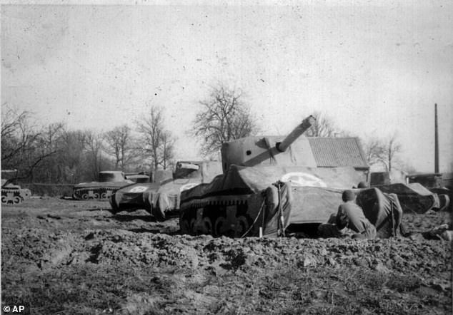 Ghost Army soldiers created inflatable tanks in March 1945 to trick Axis forces into believing that Allied forces were larger than them.