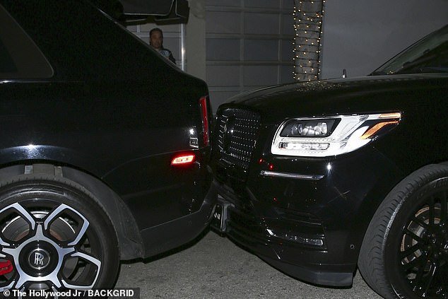 The exit was smoother than the arrival when the reality star's driver crashed into Kris' $400,000 Rolls Royce Ghost, which was parked in the next space.