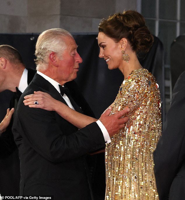 King Charles greets Kate at an event at the Royal Albert Hall in September 2021