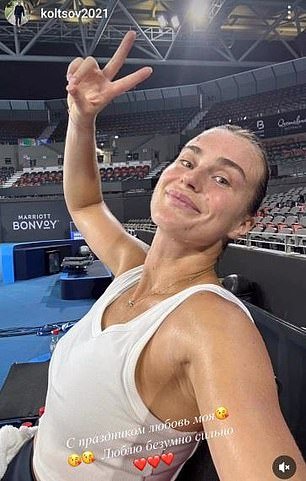 Two weeks ago, Koltsov paid tribute to the two-time Australian Open champion on International Women's Day, writing: 'Happy holidays honey - I love you dearly'