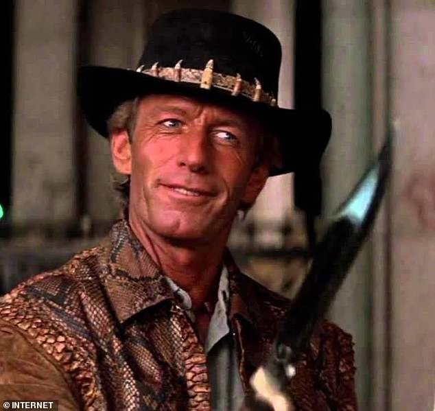 Jake is the grandson of movie star Paul Hogan, who is best known for his role as Mick 'Crocodile' Dundee (above)