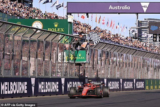 Sainz overcame an appendectomy just two weeks ago to lead his Ferrari teammate to Melbourne to give the Prancing Horse a much-needed one-two finish (pictured)