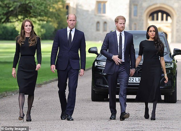 Kate and William and the Sussexes attend the Queen's funeral in September 2022, by which time the rift had already hardened