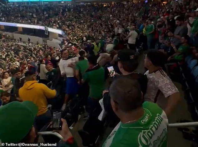 Supporters in Mexican jerseys were soon fighting with each other on Sunday