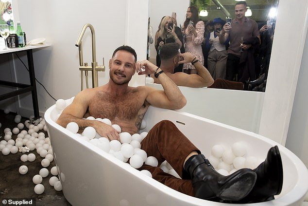 The Block judge, 46, showed off his toned body as he posed shirtless in a bath to launch his collaboration with premium tap company Meir