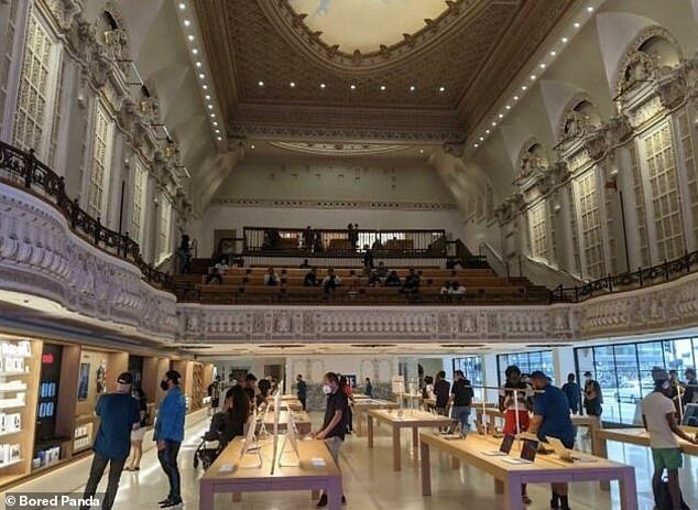Meanwhile, the Apple Store in Los Angeles was an old theater and the owners kept all the original features