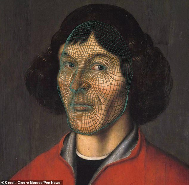 This photo shows the shape of the reconstruction overlaid on a famous posthumous portrait, showing that they are a close match