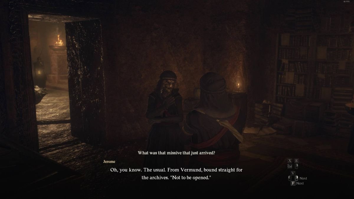 Dragon's Dogma 2 Yalie and Jerome speak during A Veil of Gossamer Clouds