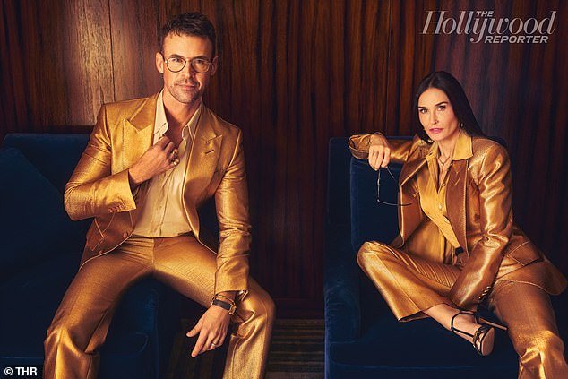 Demi and Brad both wore Tom Ford for the shoot, in bronze suits with button-up shirts.  Brad revealed to the outlet that he started working for Demi in 2008, after they first met when she was working as an assistant for Rachel Zoe.